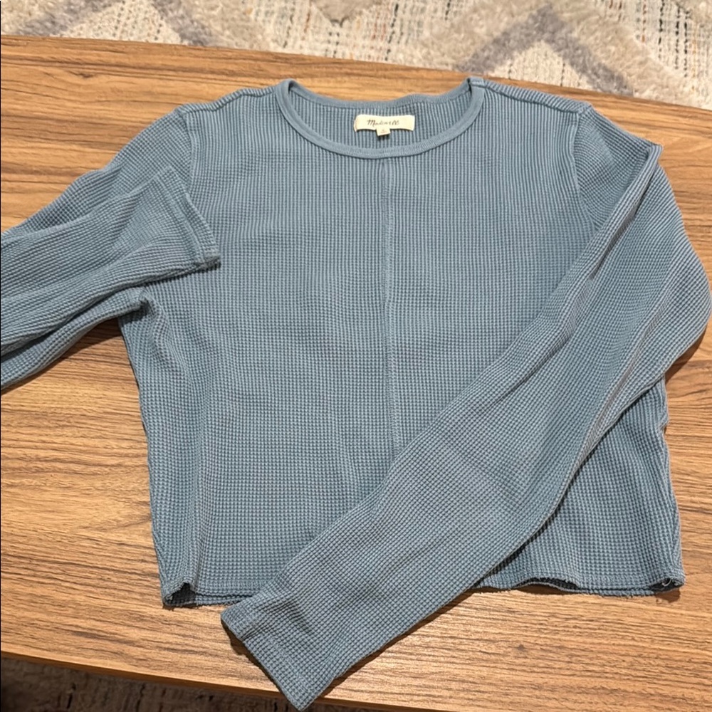 Madewell Waffle Knit Blue Sweatshirt